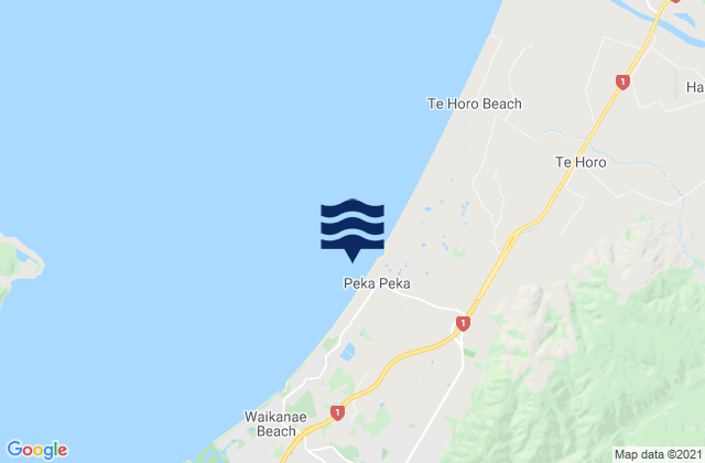 Mappa delle maree di Peka Peka Beach, New Zealand