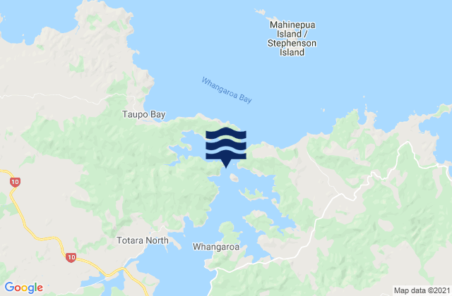 Mappa delle maree di Pekapeka Bay, New Zealand