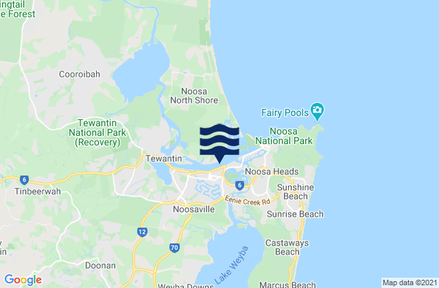 Mappa delle maree di Pelican Beach, Australia