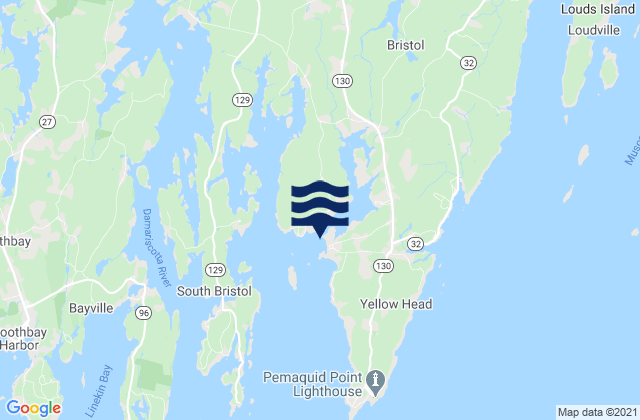 Mappa delle maree di Pemaquid Harbor Johns Bay, United States