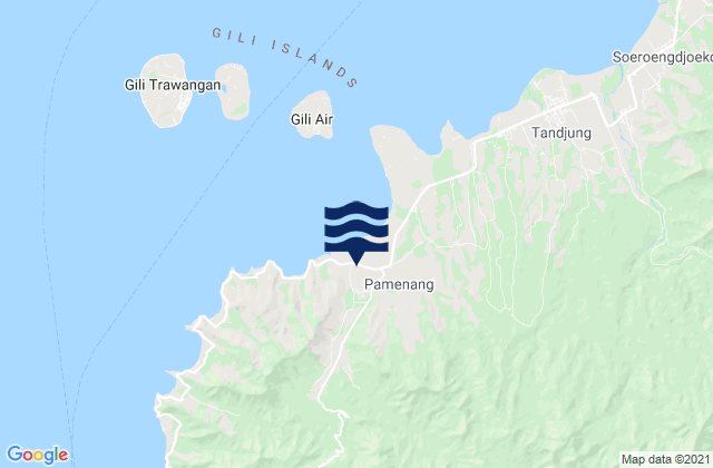Mappa delle maree di Pemenang, Indonesia