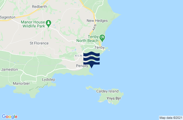 Mappa delle maree di Penally Beach, United Kingdom