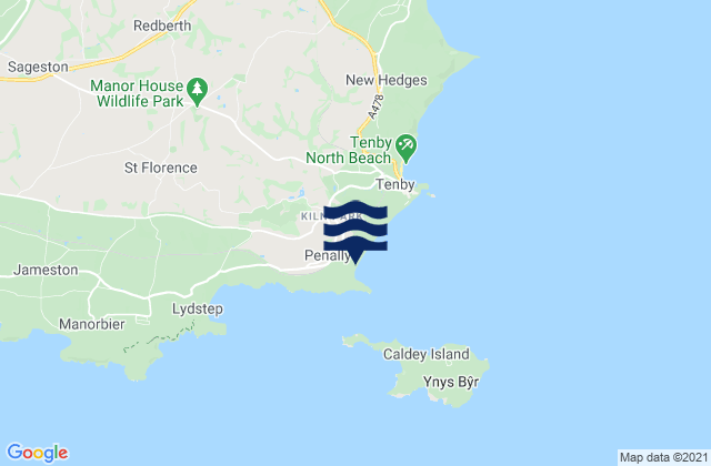 Mappa delle maree di Penally, United Kingdom