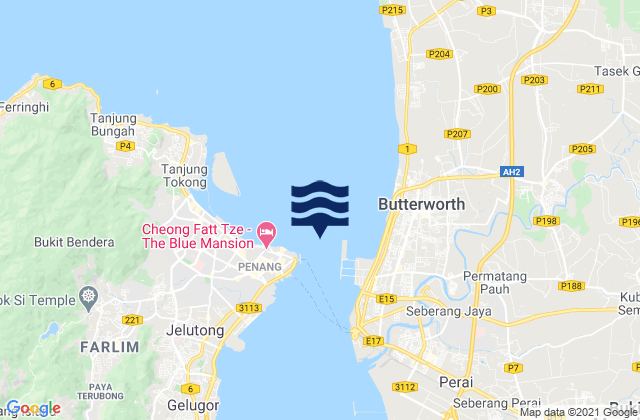 Mappa delle maree di Penang Harbour, Malaysia