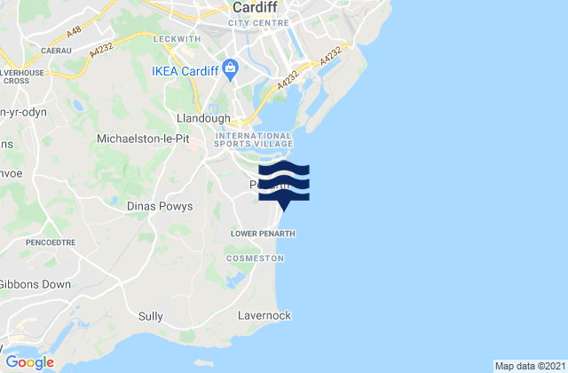 Mappa delle maree di Penarth Beach, United Kingdom