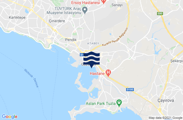 Mappa delle maree di Pendik, Turkey