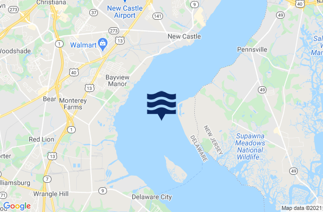 Mappa delle maree di Penns Neck 0.6 mile west of, United States