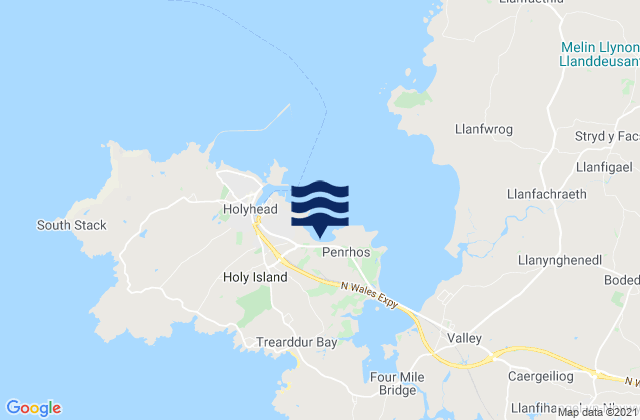 Mappa delle maree di Penrhos Beach, United Kingdom