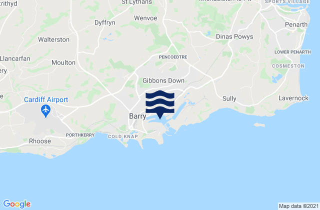 Mappa delle maree di Pentyrch, United Kingdom