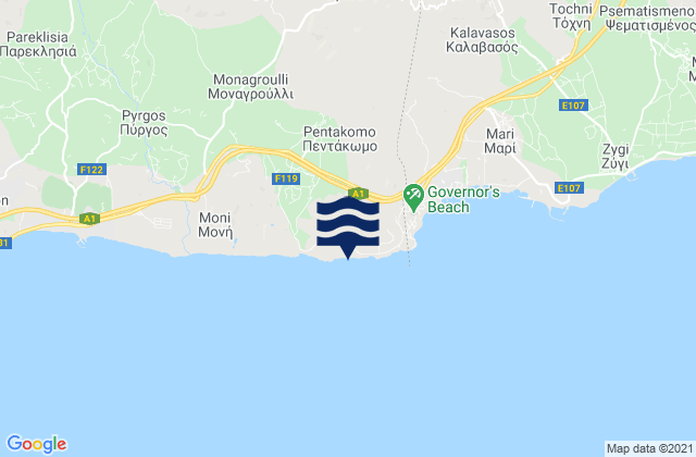 Mappa delle maree di Pentákomo, Cyprus