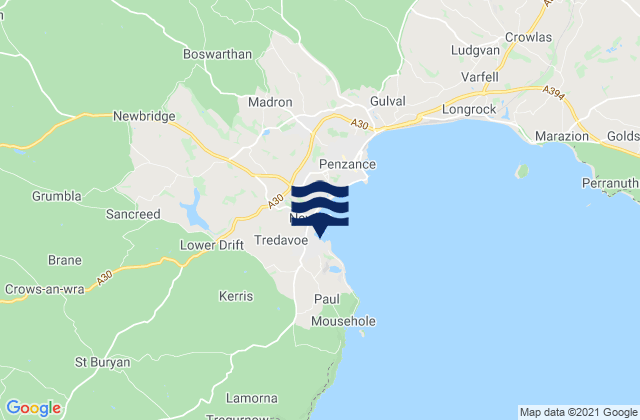 Mappa delle maree di Penzance (Newlyn), United Kingdom