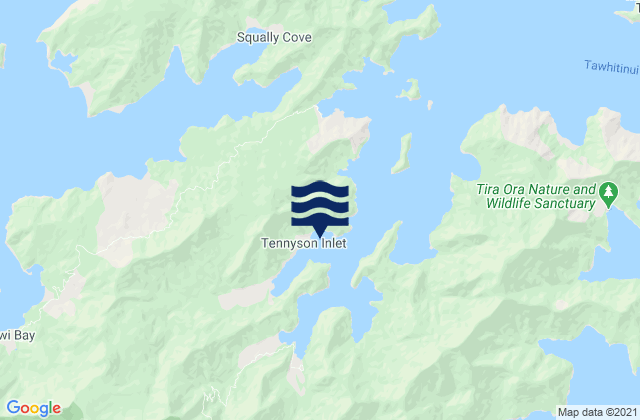 Mappa delle maree di Penzance Bay, New Zealand