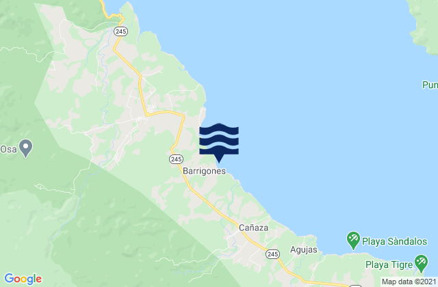 Mappa delle maree di Península de Osa, Costa Rica