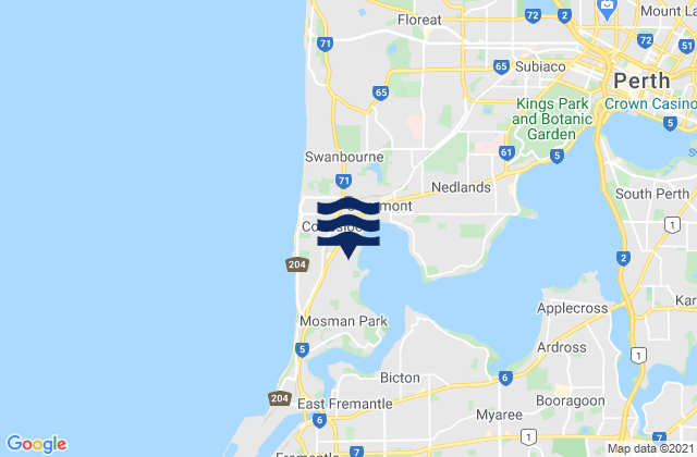 Mappa delle maree di Peppermint Grove, Australia
