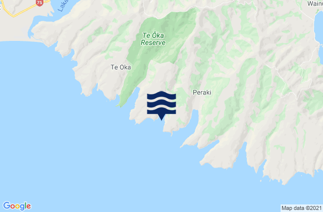 Mappa delle maree di Peraki Bay, New Zealand