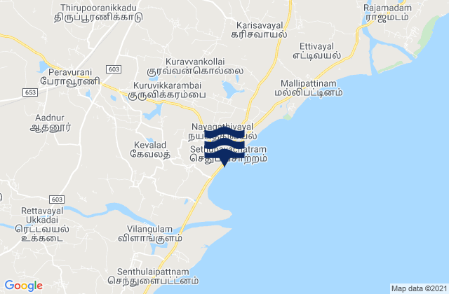 Mappa delle maree di Peravurani, India