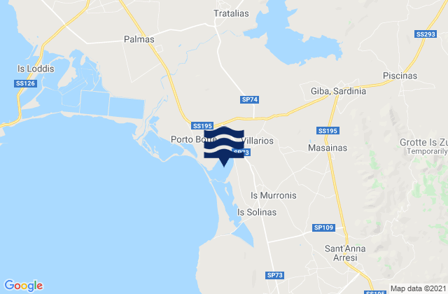 Mappa delle maree di Perdaxius, Italy