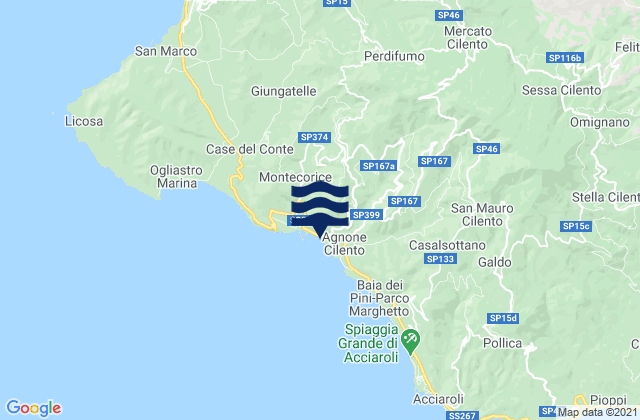 Mappa delle maree di Perdifumo, Italy