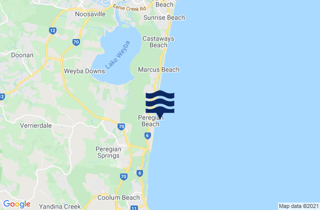 Mappa delle maree di Peregian Beach, Australia