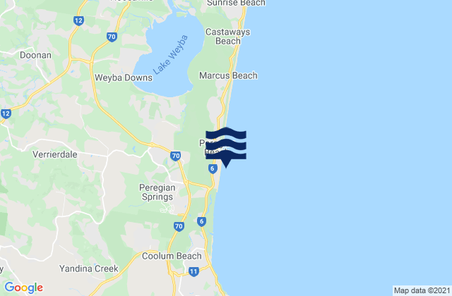 Mappa delle maree di Peregian Springs, Australia