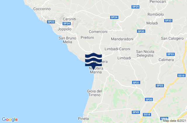 Mappa delle maree di Pernocari-Presinaci, Italy