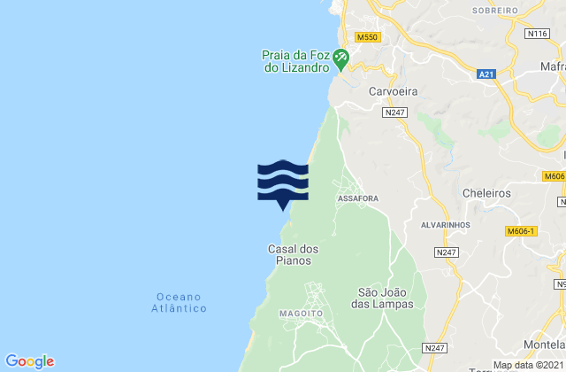 Mappa delle maree di Pero Pinheiro, Portugal