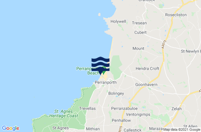 Mappa delle maree di Perranporth (Droskyn), United Kingdom