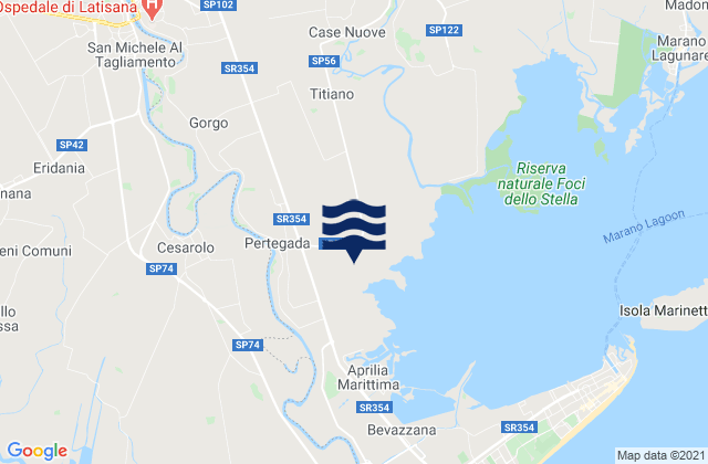 Mappa delle maree di Pertegada, Italy
