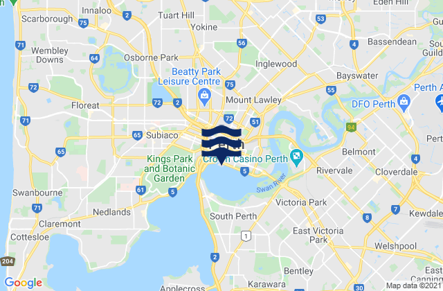Mappa delle maree di Perth, Australia