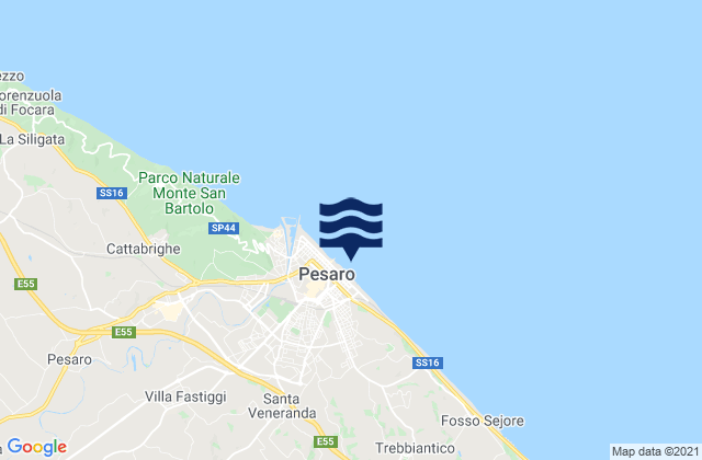Mappa delle maree di Pesaro, Italy