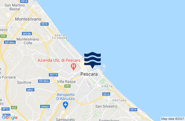Mappa delle maree di Pescara, Italy