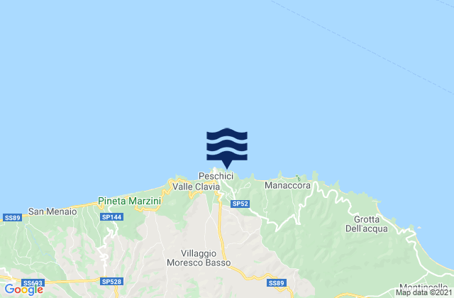 Mappa delle maree di Peschici, Italy