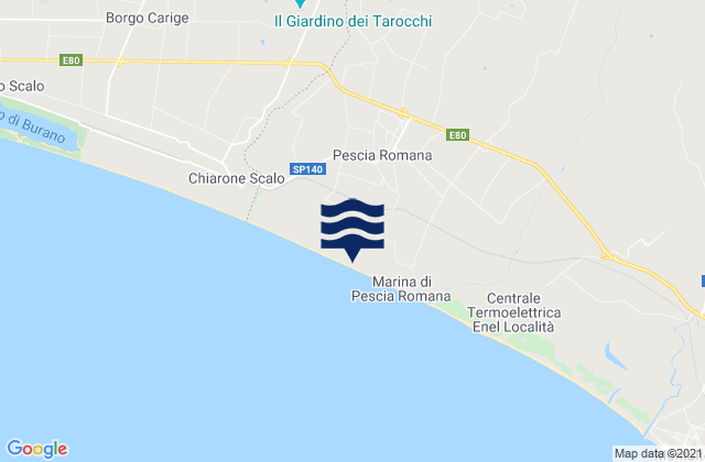 Mappa delle maree di Pescia Romana, Italy