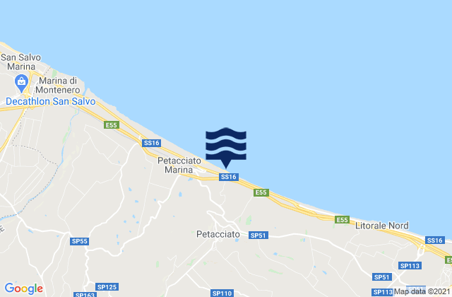 Mappa delle maree di Petacciato, Italy