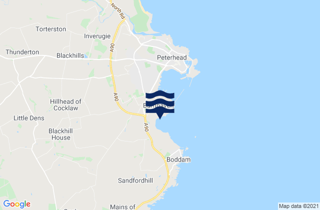 Mappa delle maree di Peterhead (Sandford Bay), United Kingdom