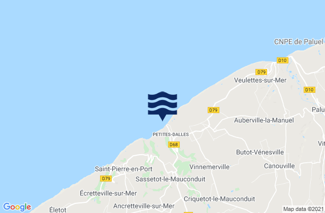 Mappa delle maree di Petites Dalles, France