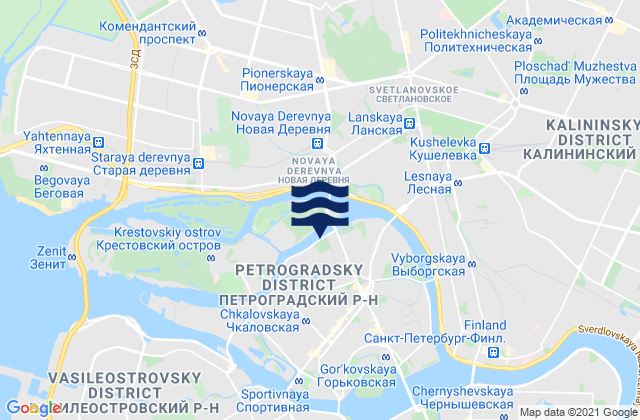 Mappa delle maree di Petrogradskiy Rayon, Russia