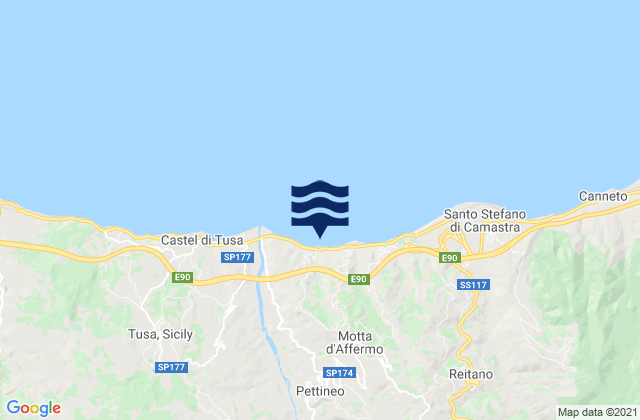 Mappa delle maree di Pettineo, Italy