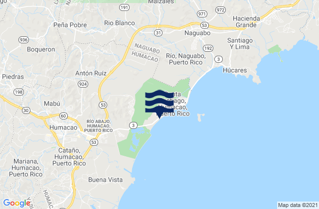 Mappa delle maree di Peña Pobre Barrio, Puerto Rico