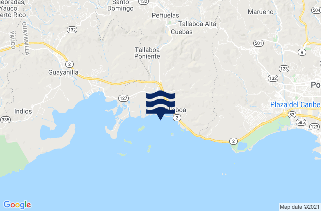 Mappa delle maree di Peñuelas Municipio, Puerto Rico