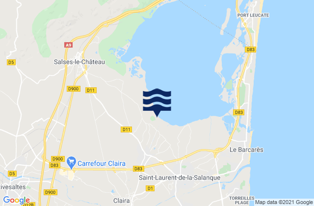 Mappa delle maree di Pia, France