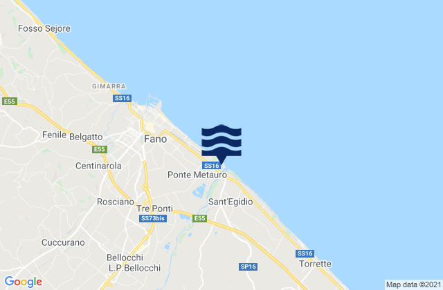 Mappa delle maree di Piagge, Italy