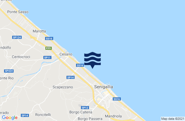 Mappa delle maree di Pianello, Italy