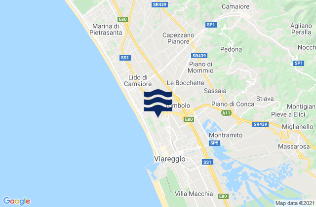 Mappa delle maree di Piano di Mommio, Italy