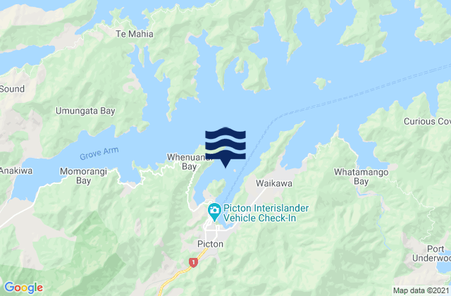 Mappa delle maree di Picton Harbour, New Zealand