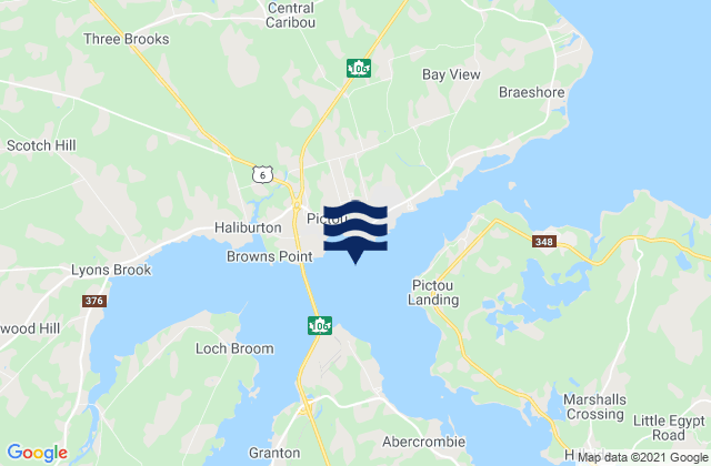 Mappa delle maree di Pictou Harbour, Canada