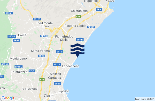 Mappa delle maree di Piedimonte Etneo, Italy