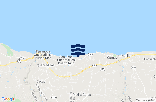 Mappa delle maree di Piedra Gorda, Puerto Rico