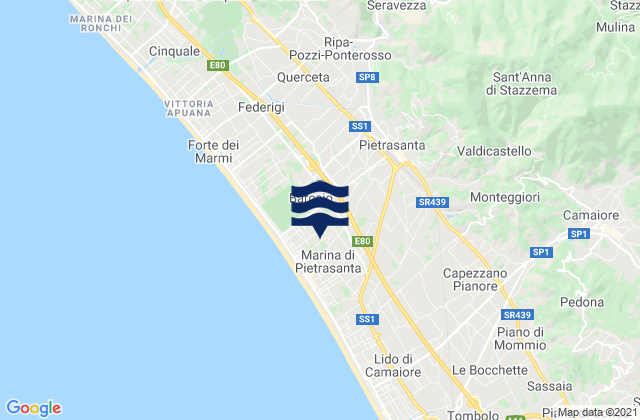 Mappa delle maree di Pietrasanta, Italy