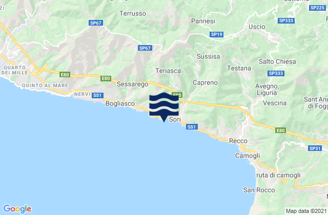 Mappa delle maree di Pieve Ligure, Italy